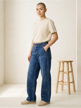 Pilcro Anthropologie Womens Size 30 High Rise Wide Leg Jeans Blue Denim Boho